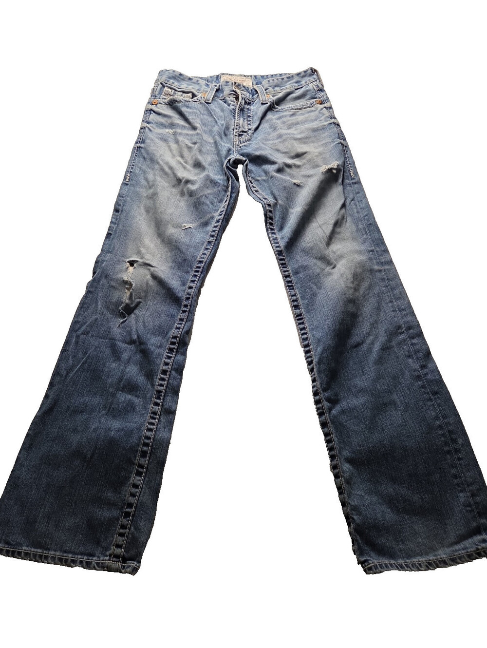 Big Star Pioneer Jeans Mens 32L Light Wash Distressed Bootcut Buckle Y2K Denim
